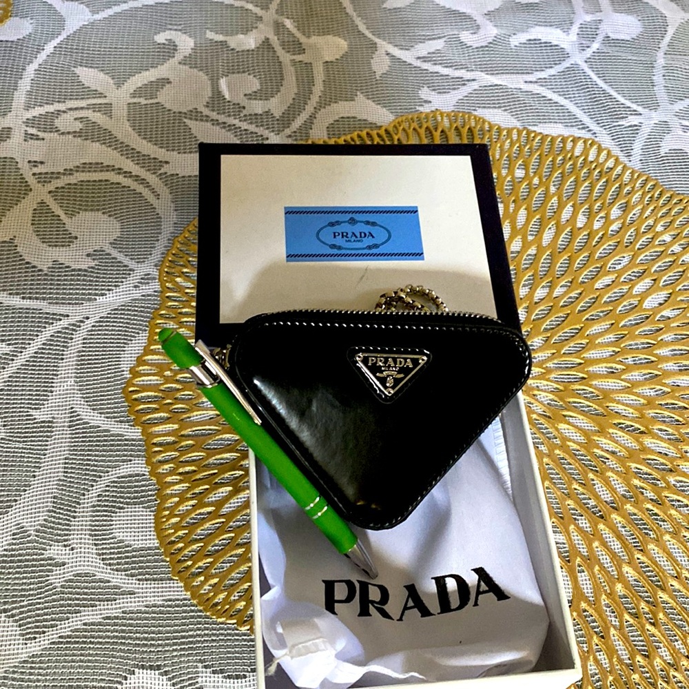 Black, Prada purse.  Please check pics for approximate measurements using pen.